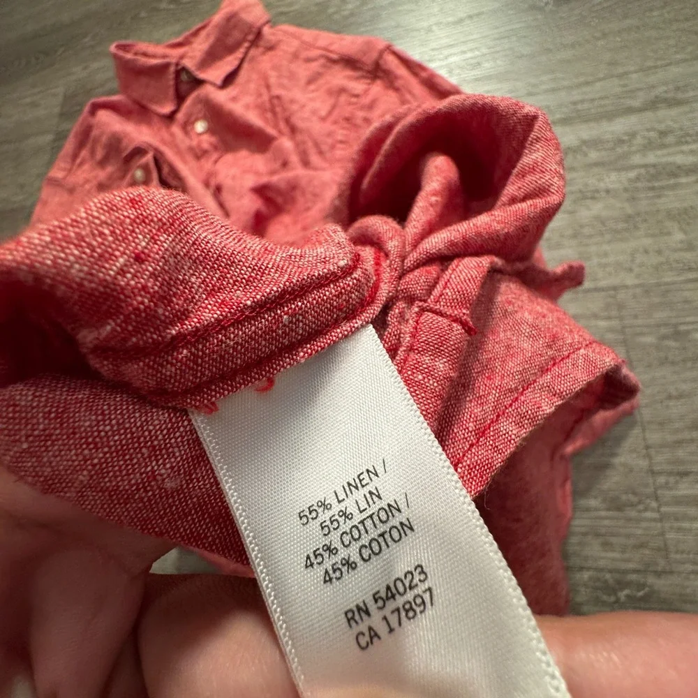 Banana Republic Shirt Mens L Pink Linen Cotton Vacation Heritage Casual Costal
